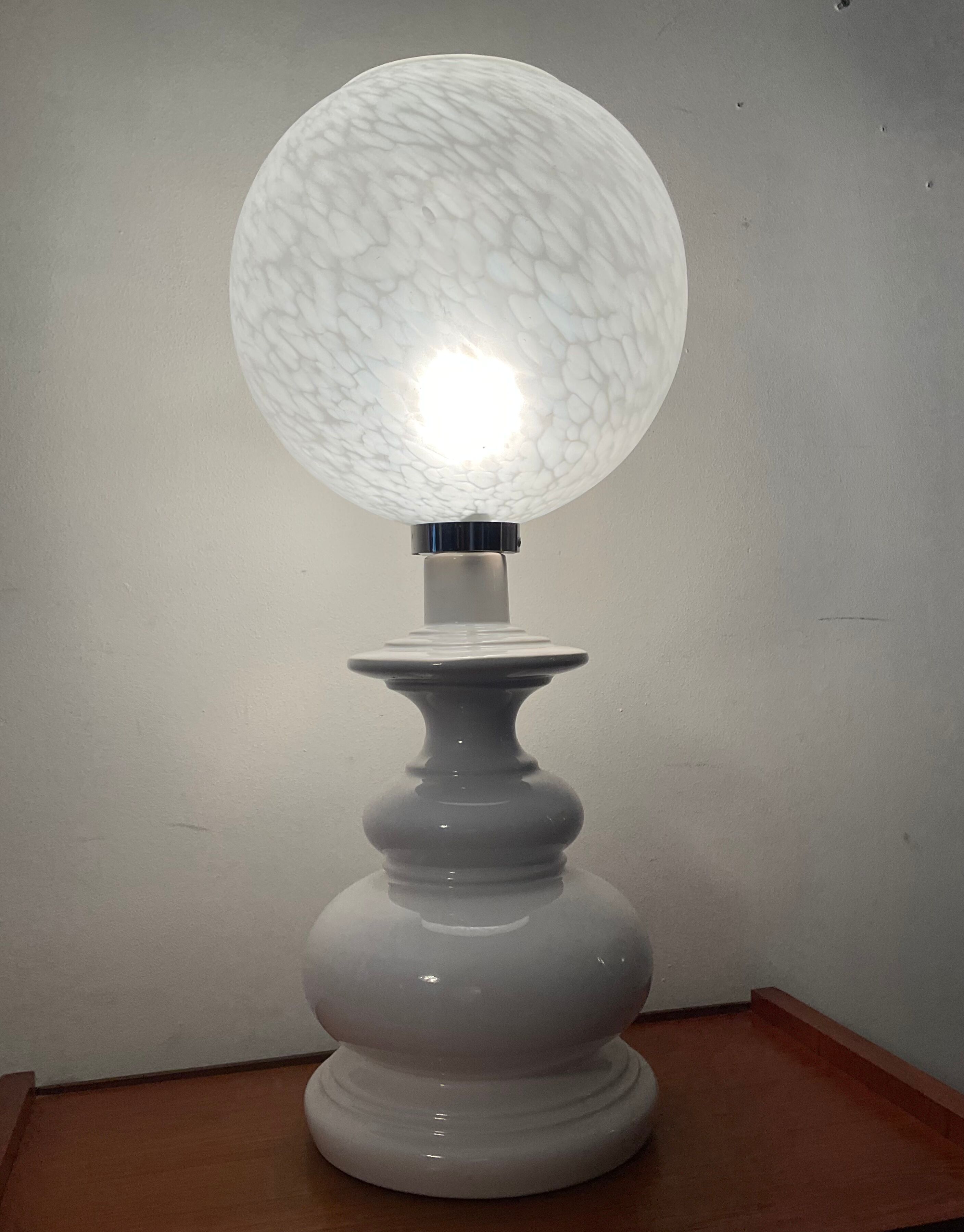 Vintage lamp in clichy glass and glazed ceramic