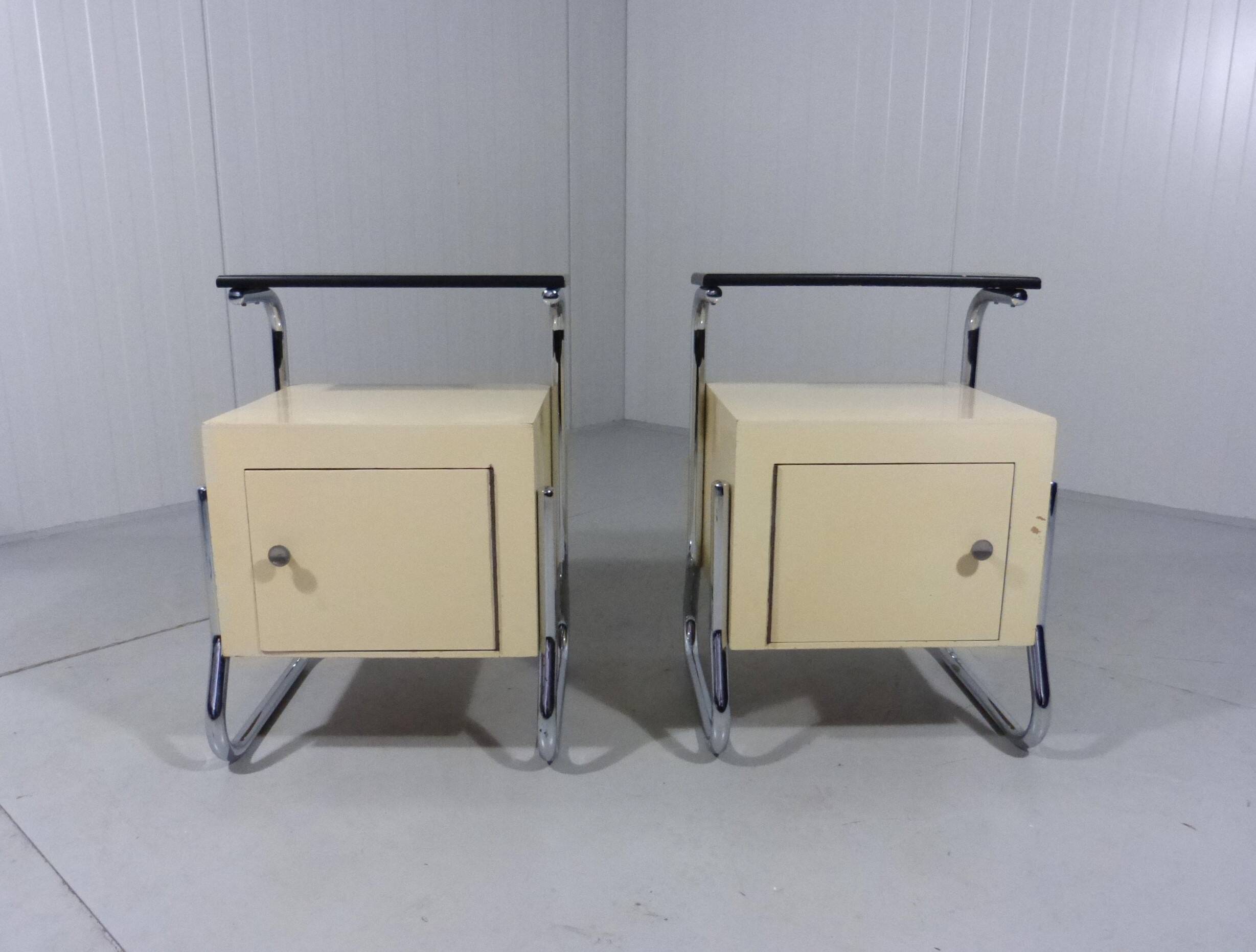 Set of 2 tubular bedside tables from the 50s