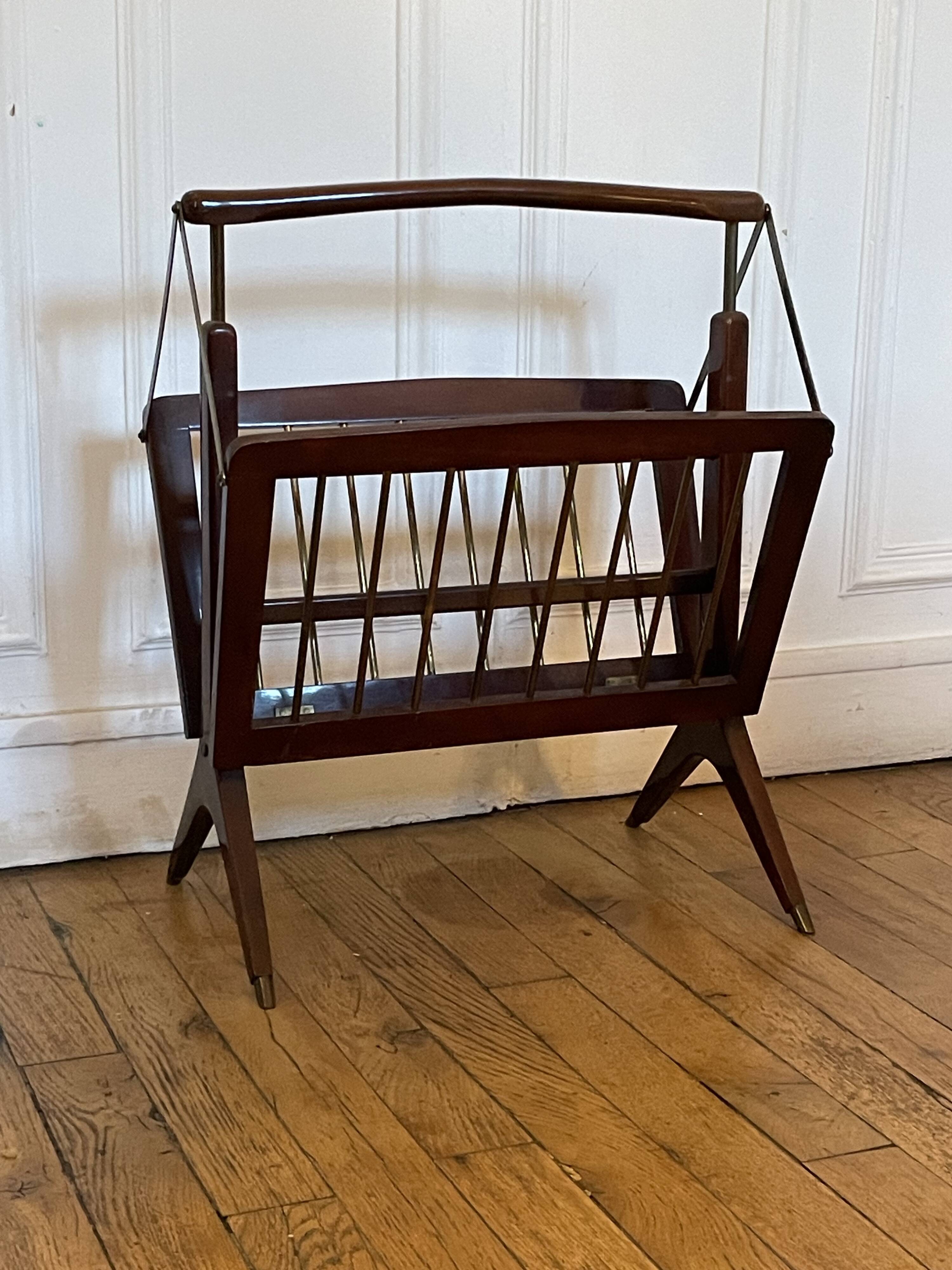 Vintage folding magazine rack by Cesare Lacca, Italian design 1960.