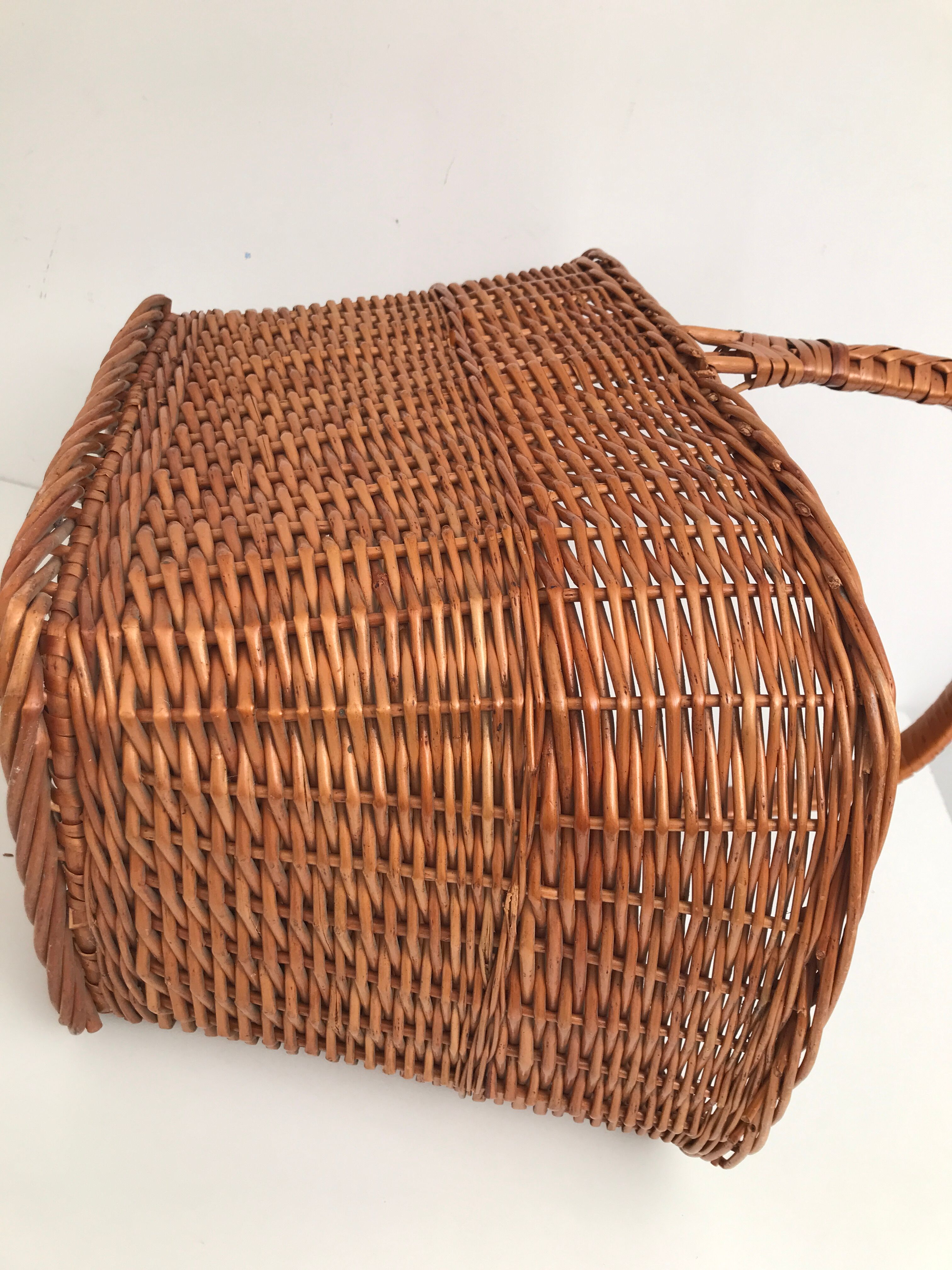 Vintage rattan wicker market basket