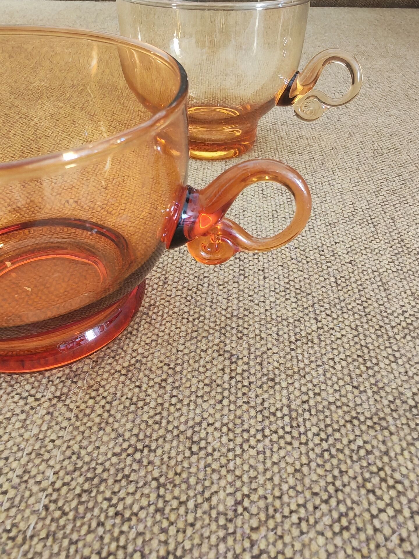 Set of four vintage amber glass cups