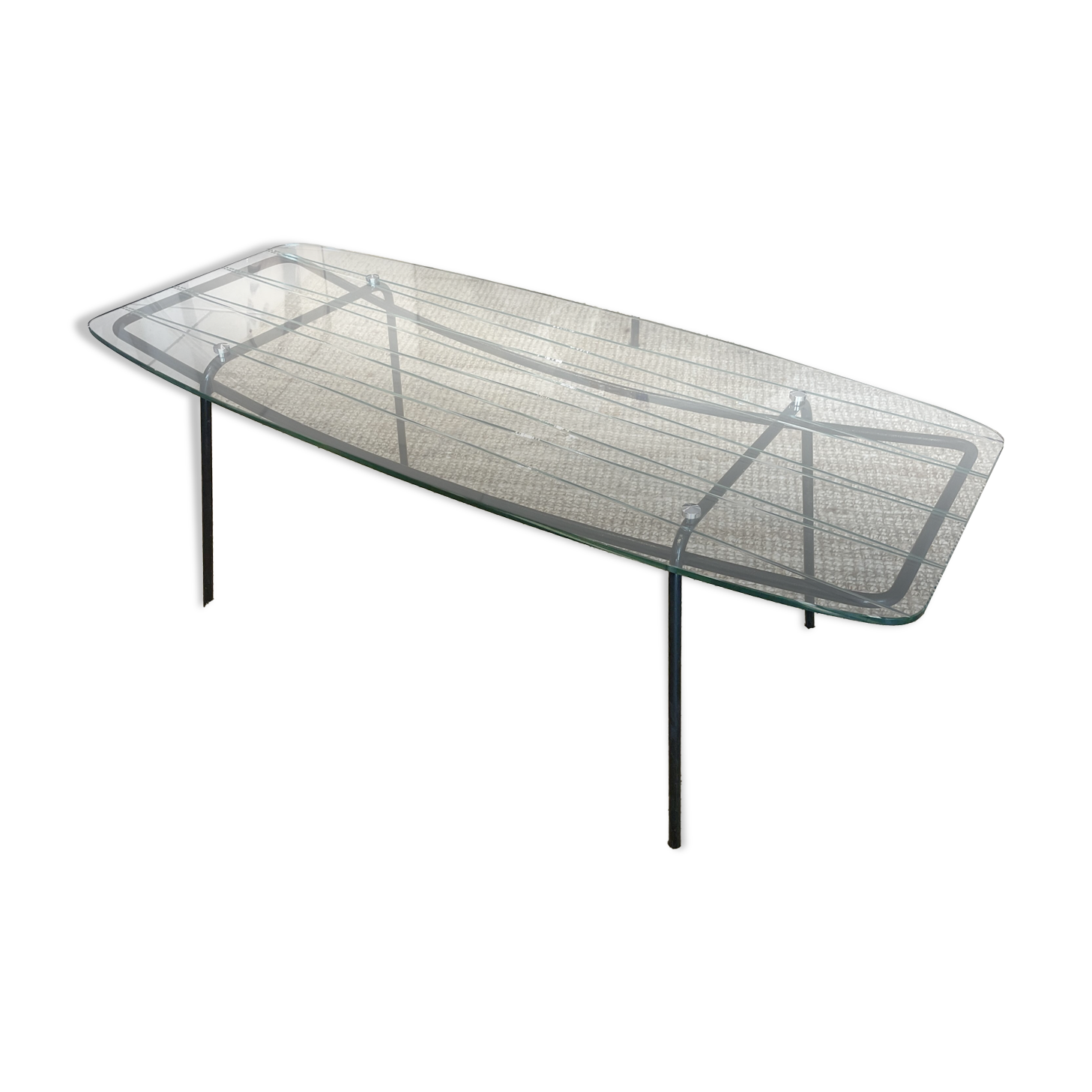 Mid-century glass and metal coffee table - 1950