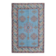 Vintage Turkish hand-knotted wool cotton blue area rug 170x259