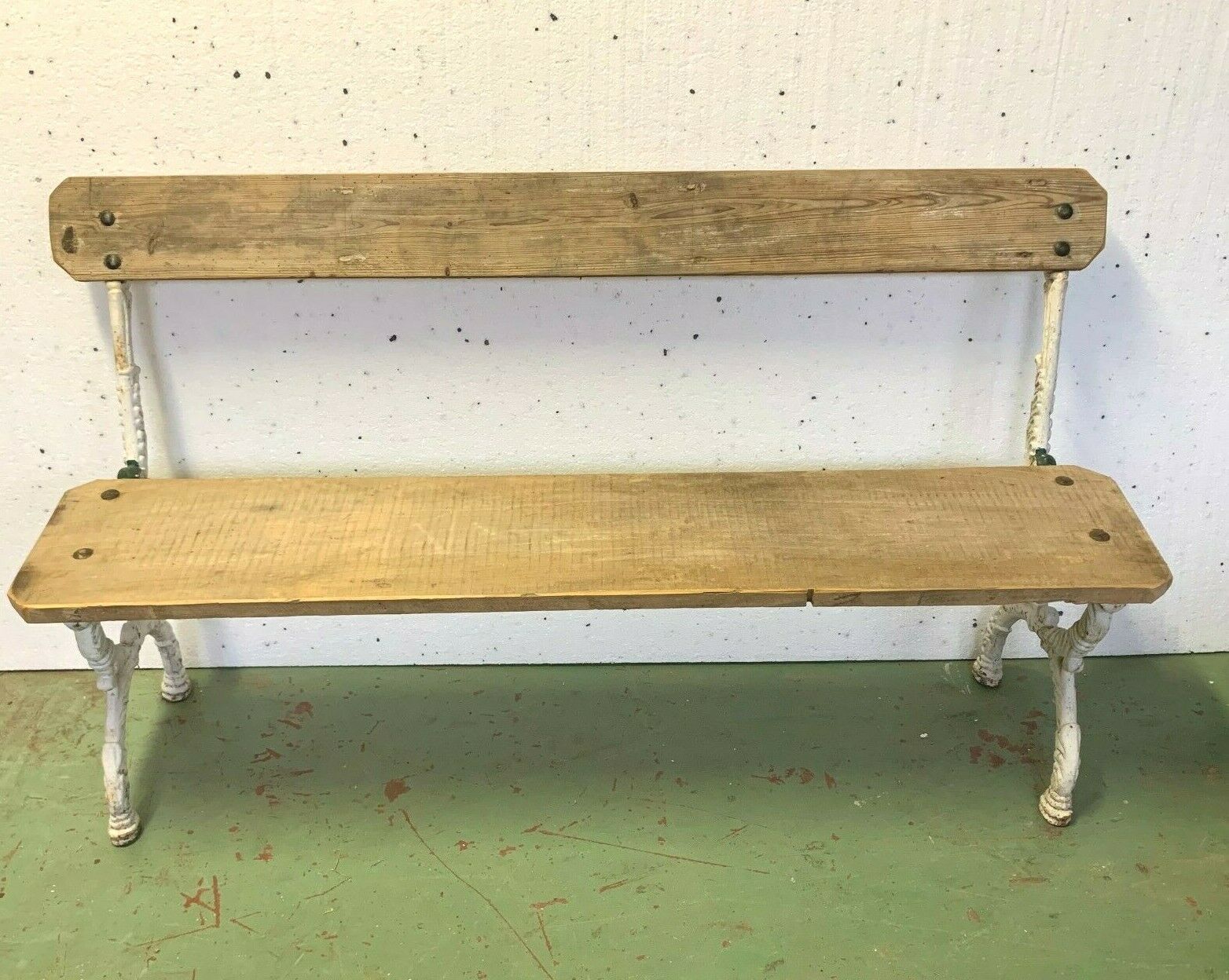 19th century patinated iron cast iron garden bench