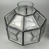 60s 70s ceiling lamp Glashütte Limburg Germany glass & brass Space Age