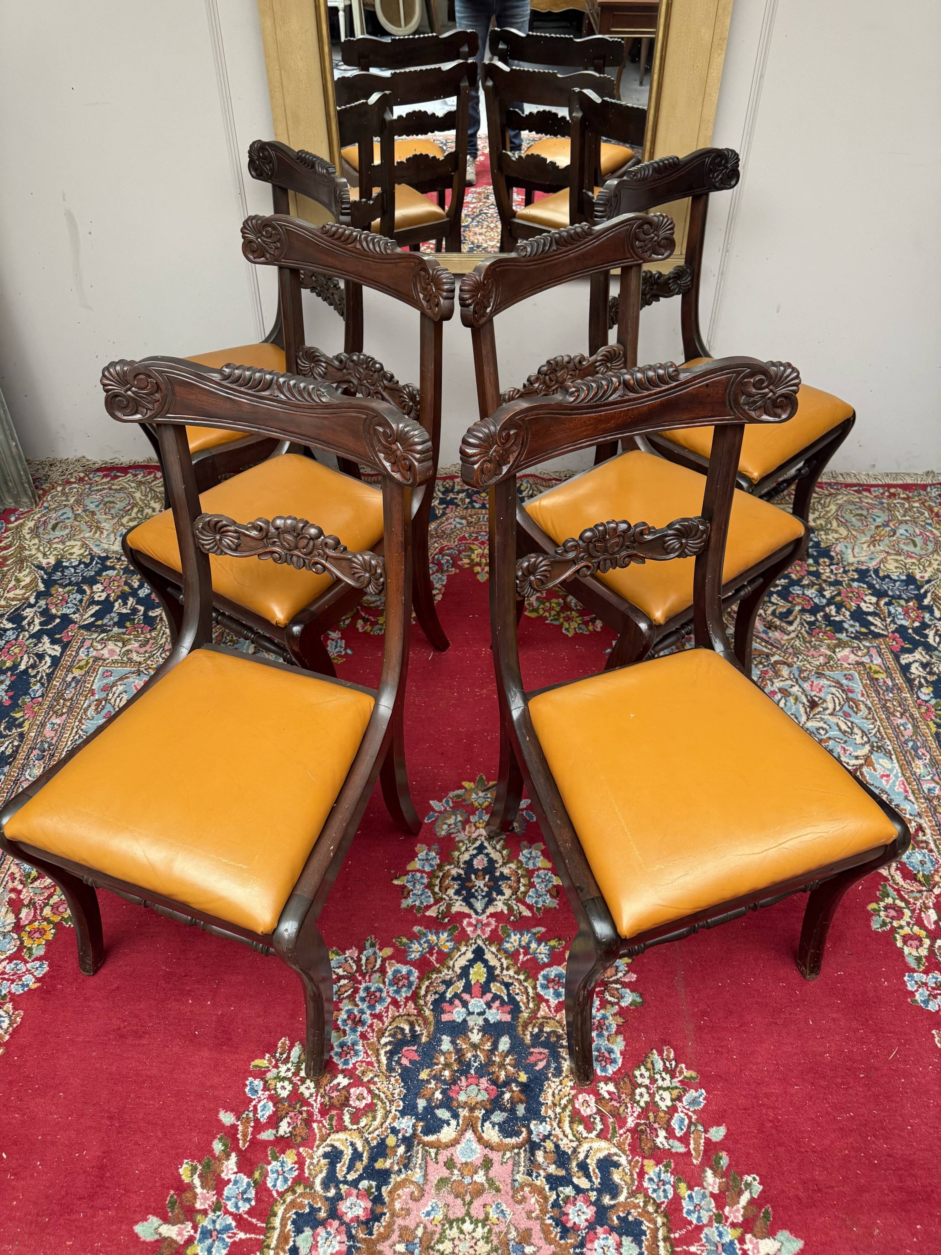 Set of six mahogany chairs