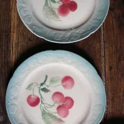 Small plates Barbotine Cherries K & G Saint Clément