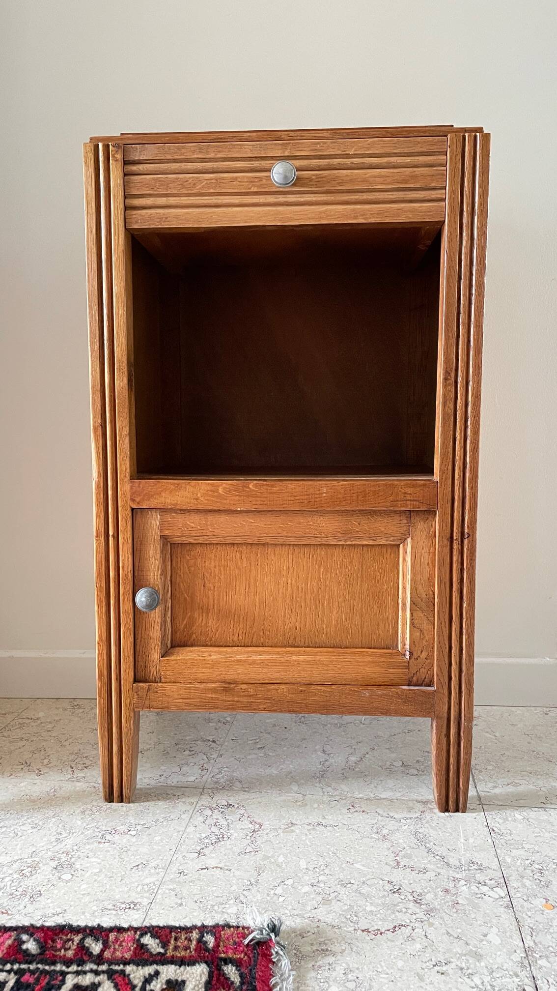 Cube bedside table in oak 1950s