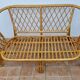 Vintage two-seater natural rattan sofa with cotton cushions, 140 cm