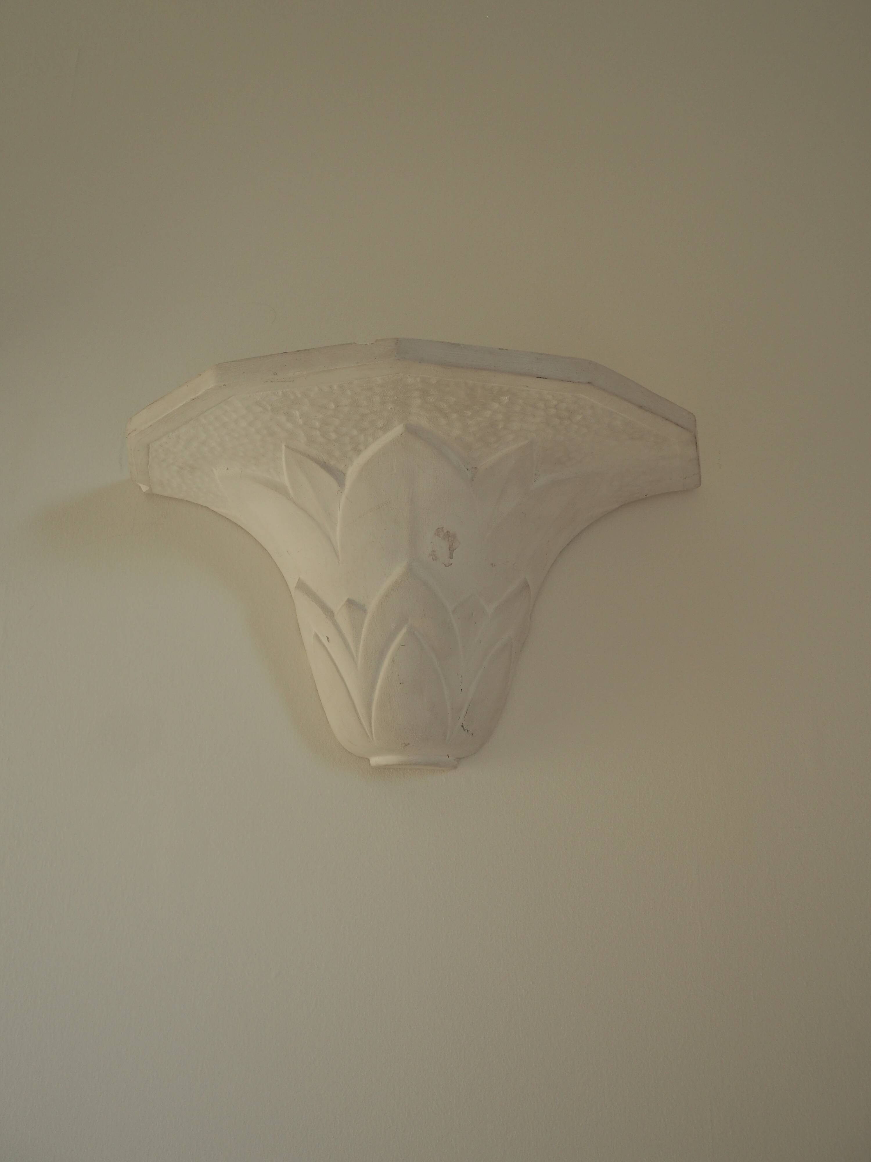 Pair of plaster wall sconces, palmette decoration, 20th century