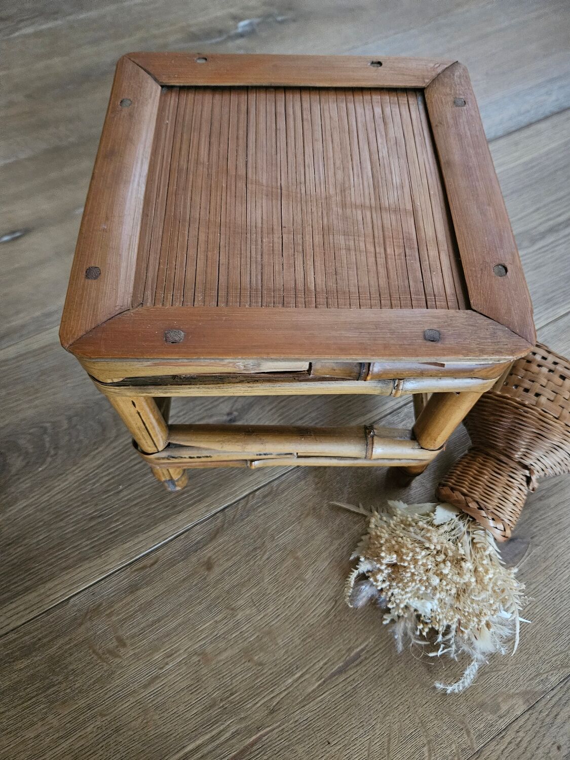 Low rattan seat for plants