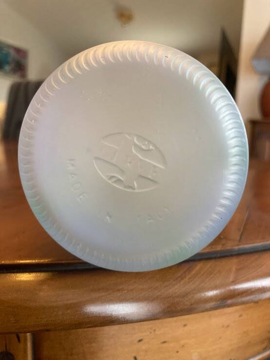 Frosted glass bottle, crocus design, LilLian Vernon