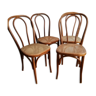 Series of 4 cane bistro chairs