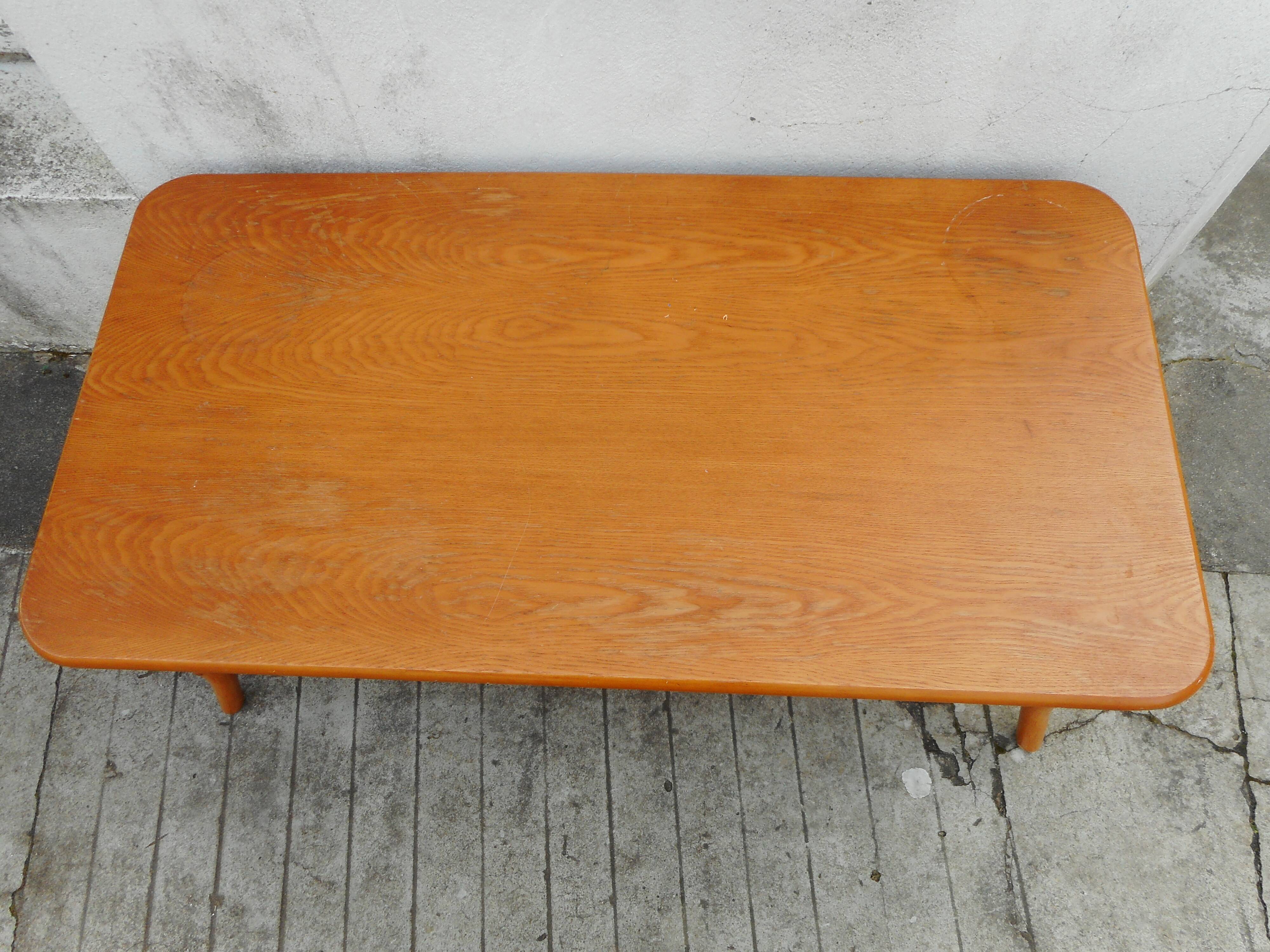 Wood and rattan coffee table