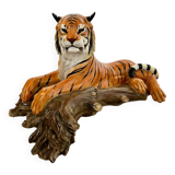 Old vintage ceramic tiger 70s Italian design lying position
