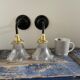 Pair of vintage holophane glass sconces electrified
