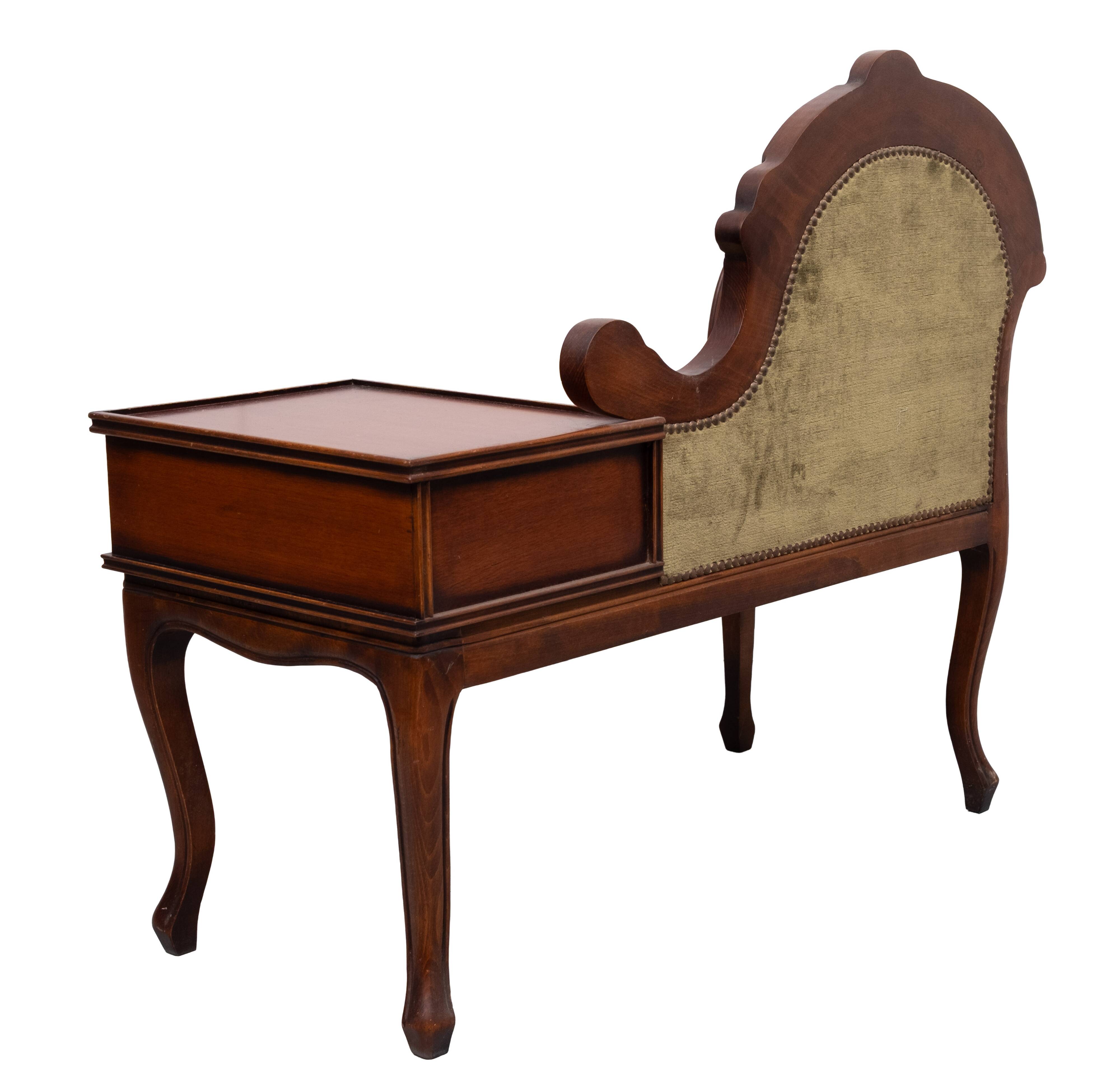 Telephone Sofa Green Velvet Queen Anne style 1960s