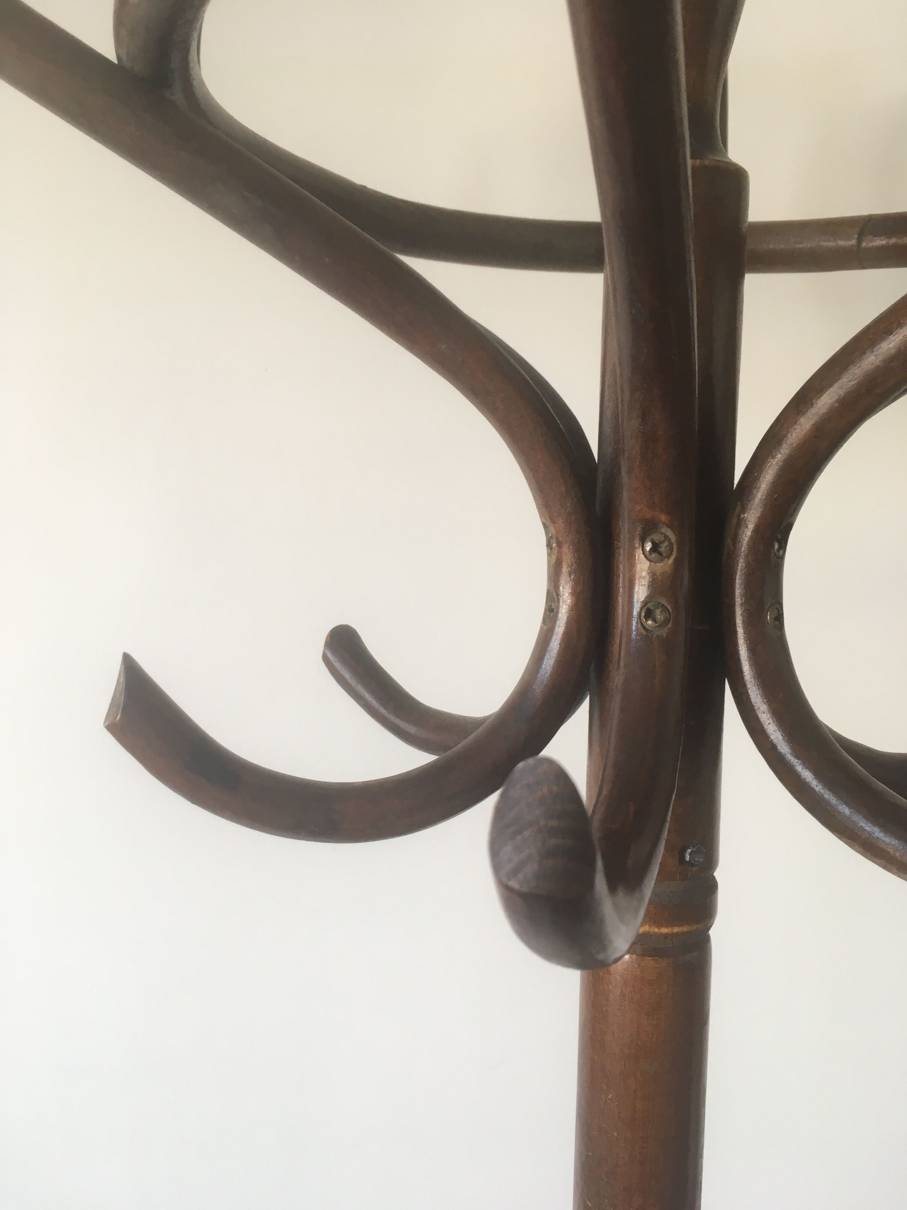 Old curved wooden parrot coat holders