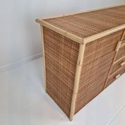 Italian Bamboo and Rattan Chest of Drawers or Credenza, 1980s