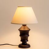 Turned wooden torch-shaped lamp base, 1930s/1940s