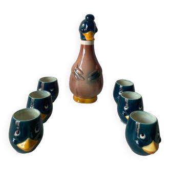 Service à liqueur canard vintage 1960