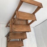 Chaise   escabeau bibliothèque en chêne années 50-60