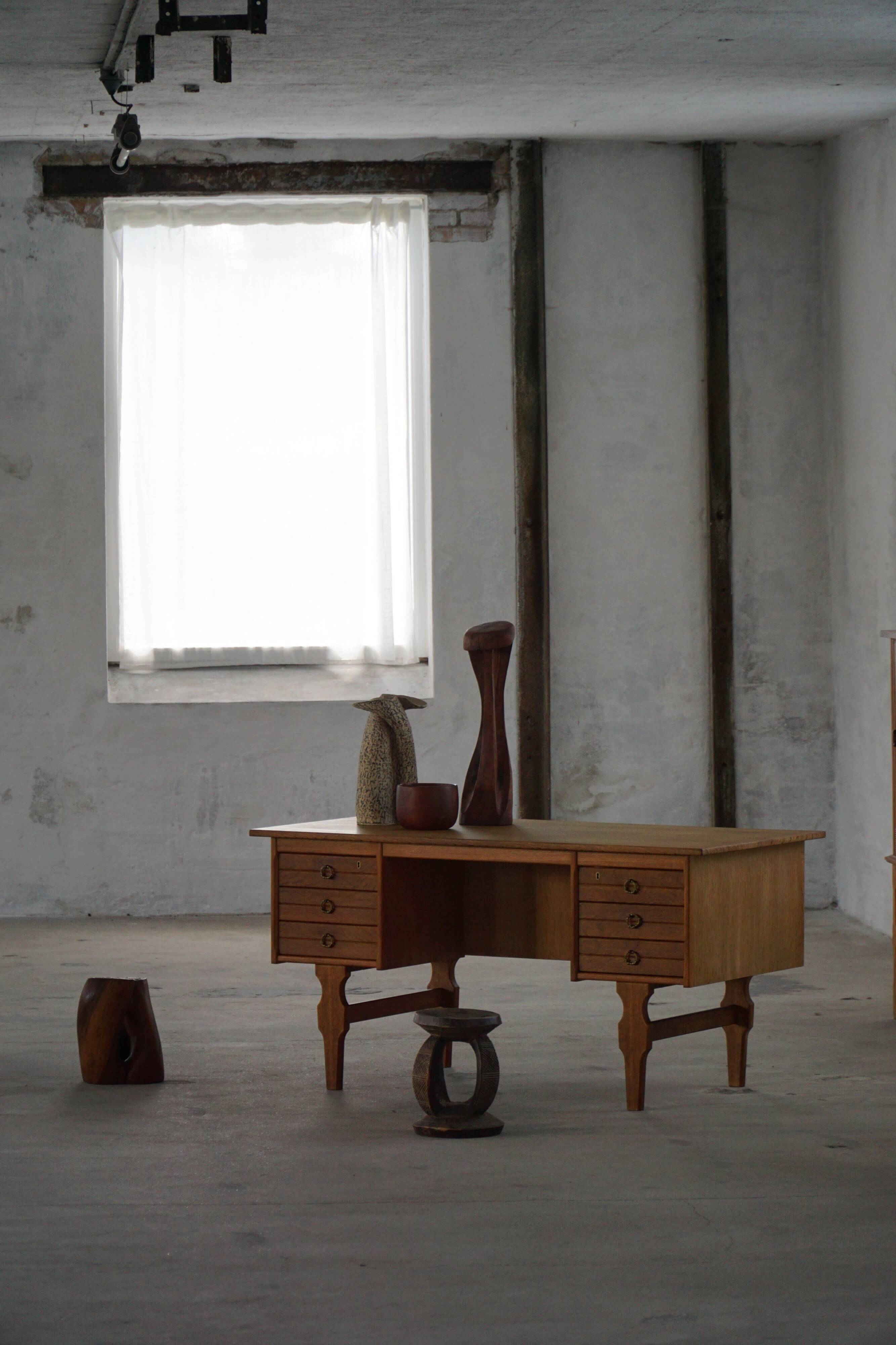 Free-standing desk in Oak by Henning Kjærnulf, Mid-century Danish Modern, 1950s