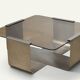 Brushed steel and smoked glass coffee table, by François Monnet – 1970s