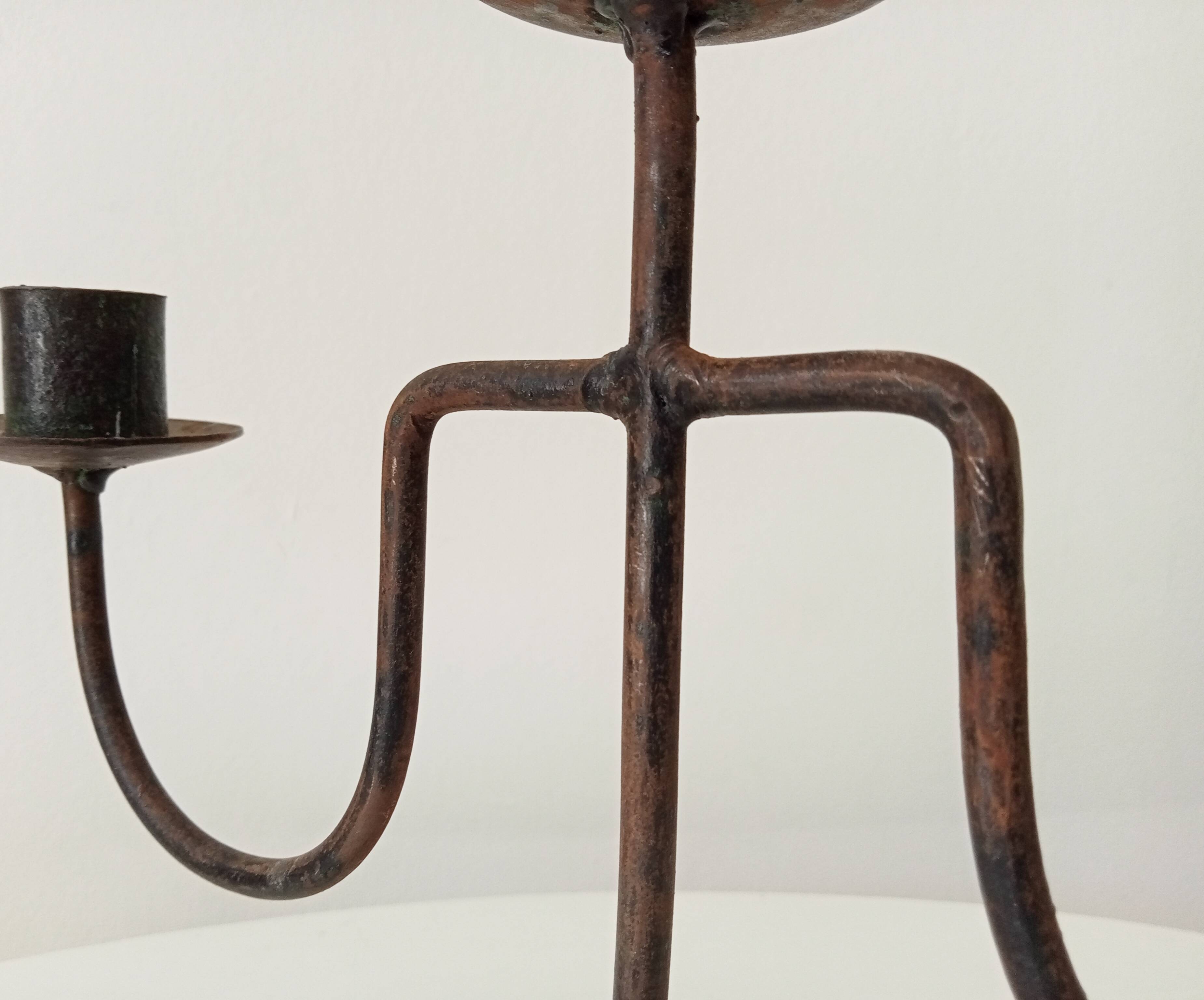 Vintage brutalist wrought iron chandelier