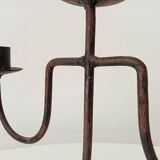 Vintage brutalist wrought iron chandelier