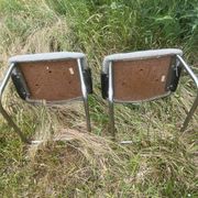 Lot de deux chauffeuses tweed années 70