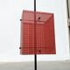 Minimalist perforated steel umbrella stand, 1960s