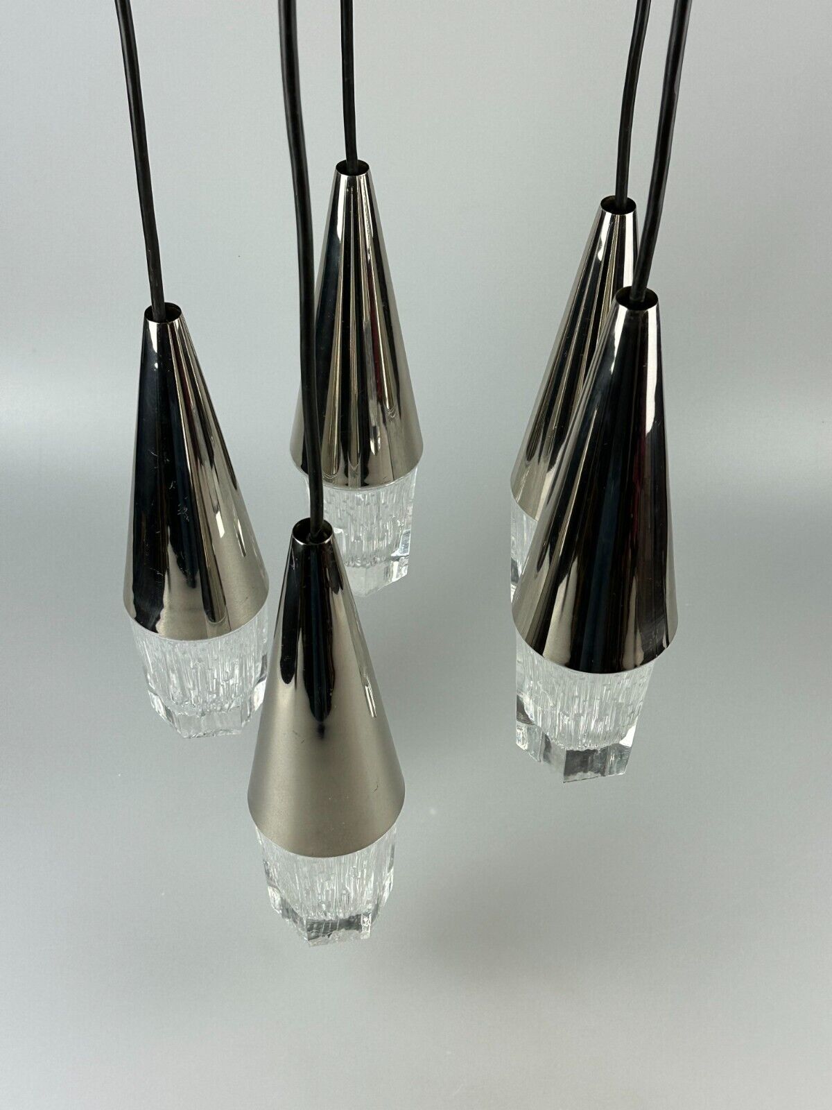 60s 70s hanging lamp cascade lamp 5 lights glass & chrome space age design