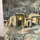 Snowy village, knife oil, signed