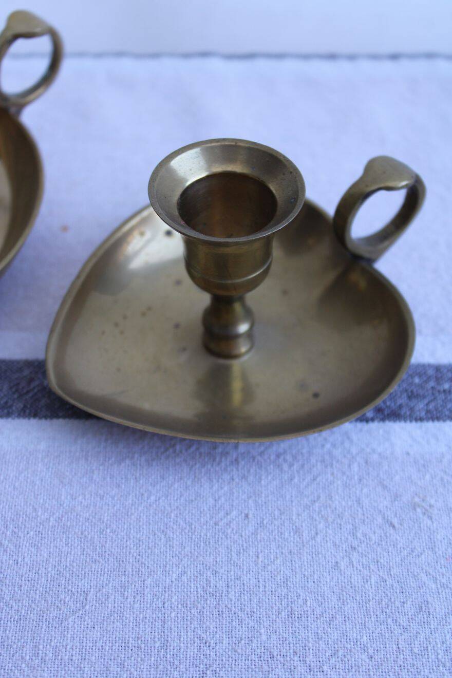 Set of 2 brass candle holders