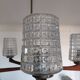 Chandelier with 5 branches in teak and brass, Scandinavian design.