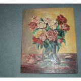 Gouty 'bouquet of roses' oil on canvas table