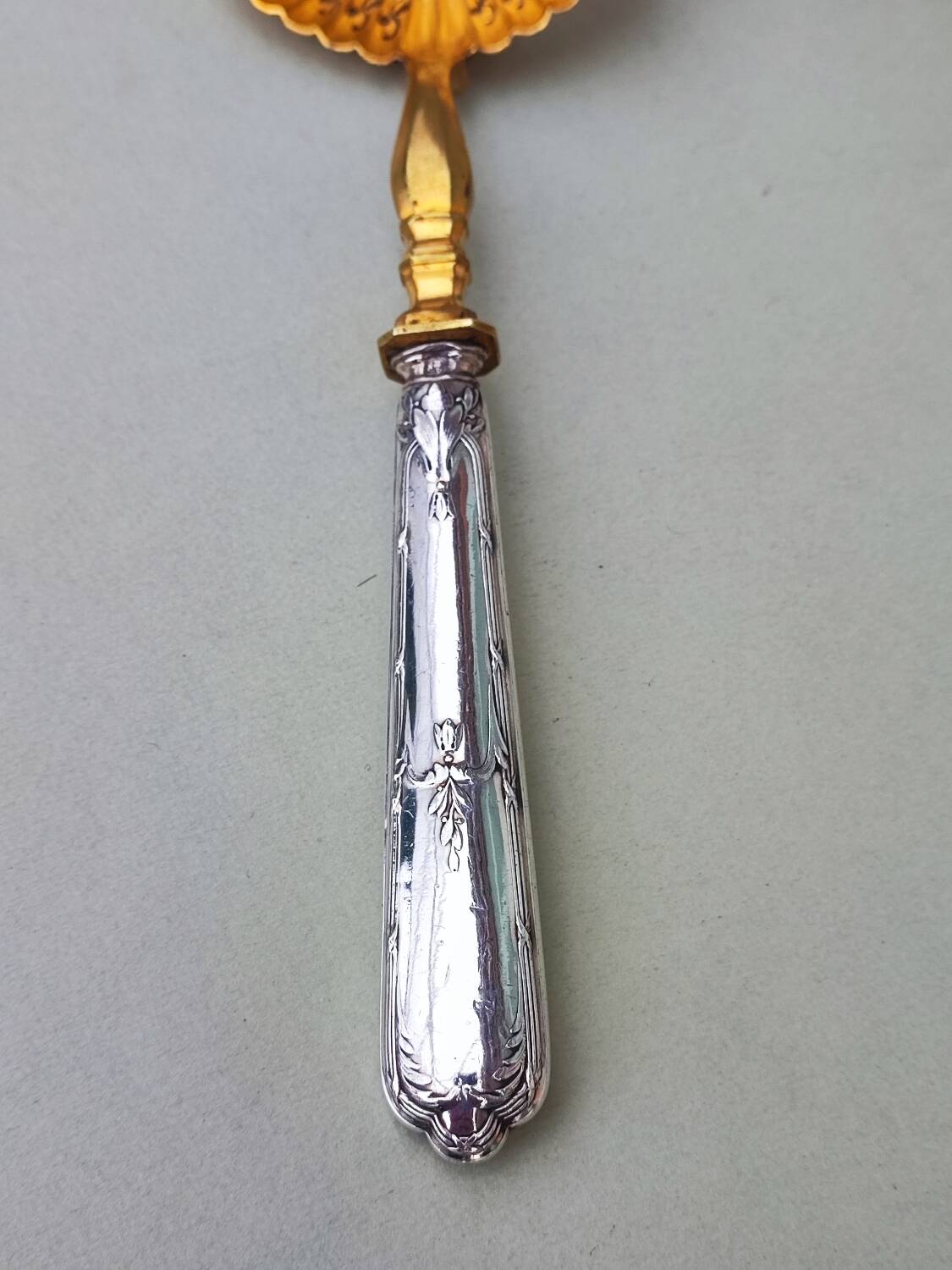 Silver and gilt silver sugar sifting spoon