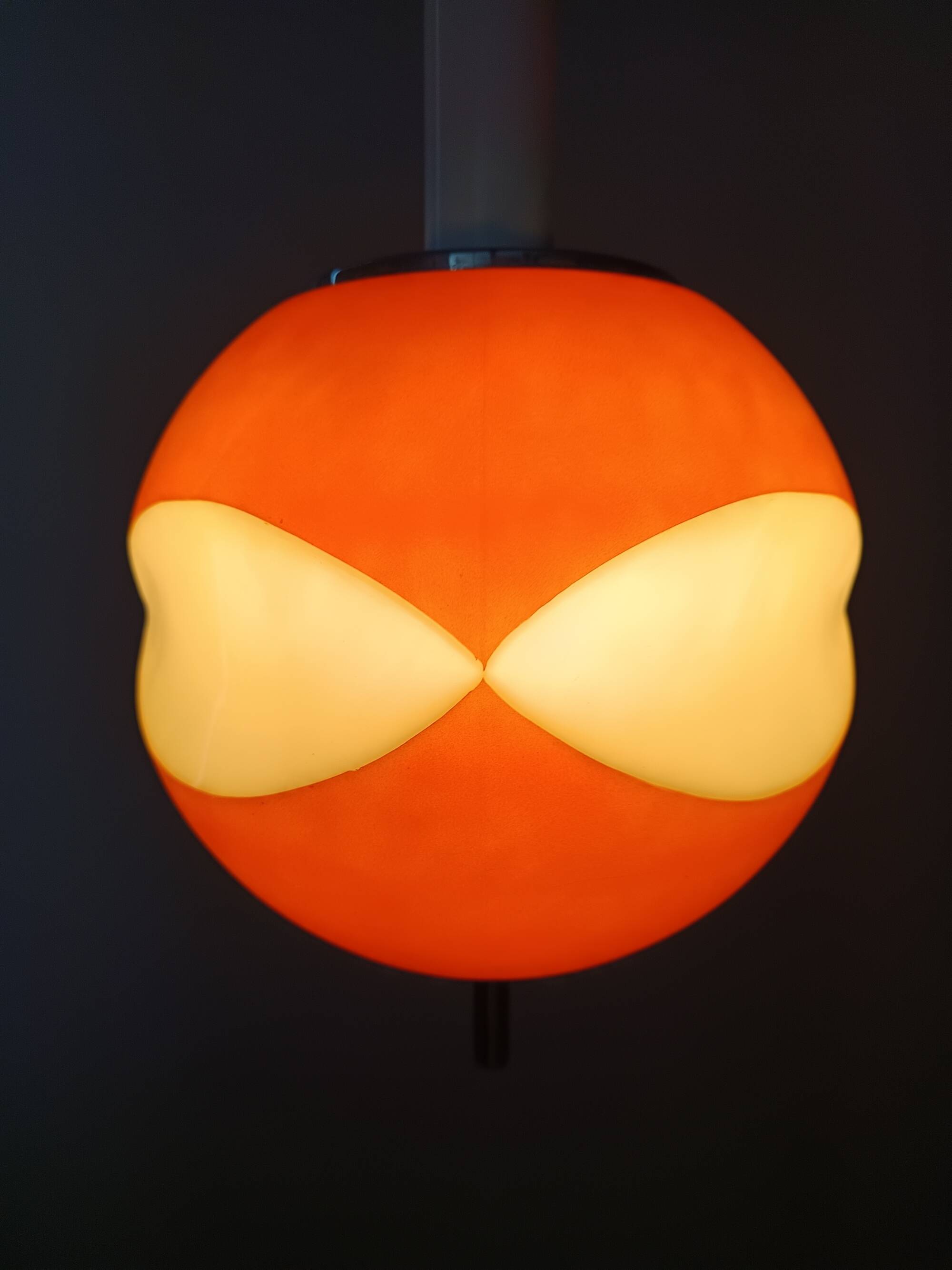 Space Age Orange and White Opaline Glass Pendant, Italy