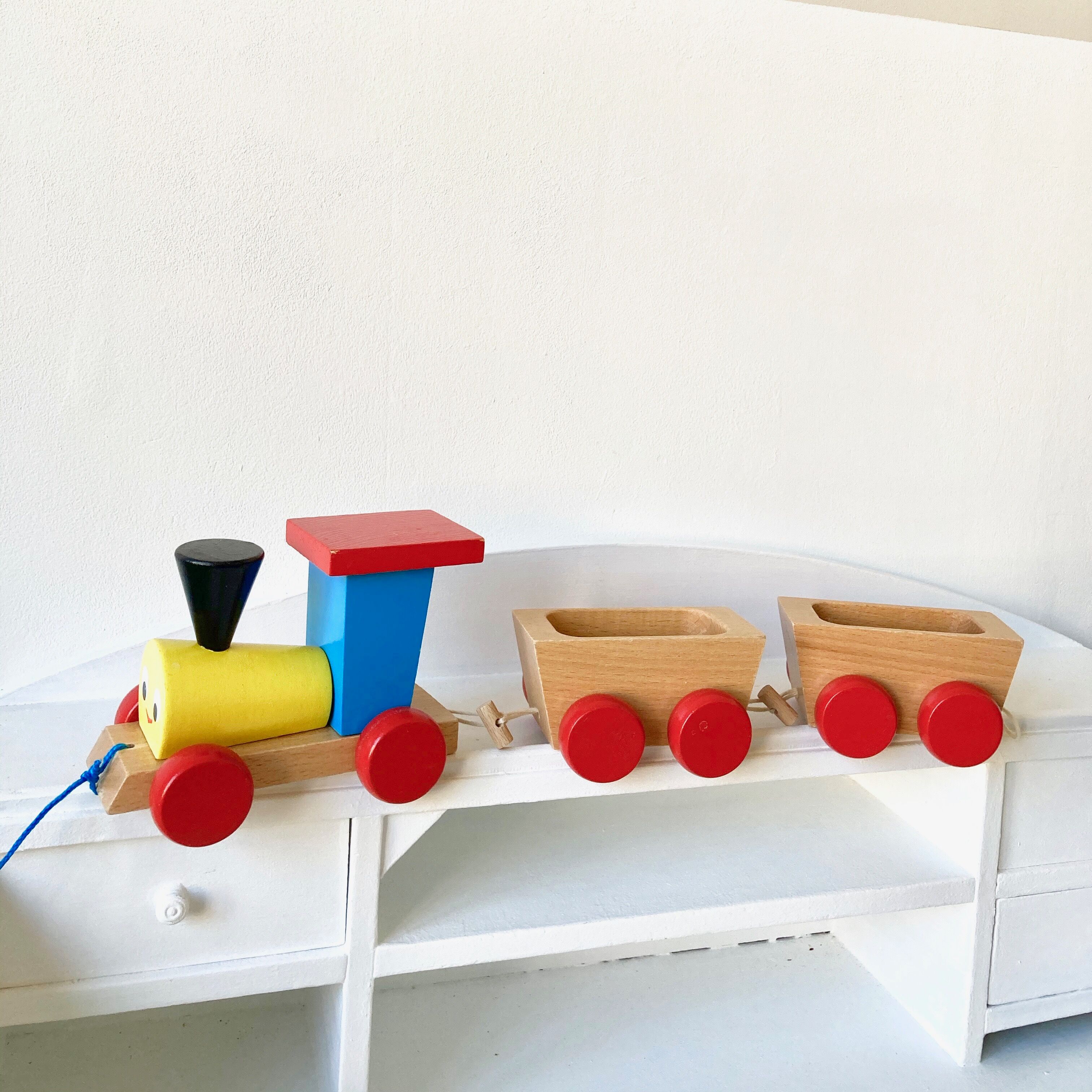 Wooden toy train to pull