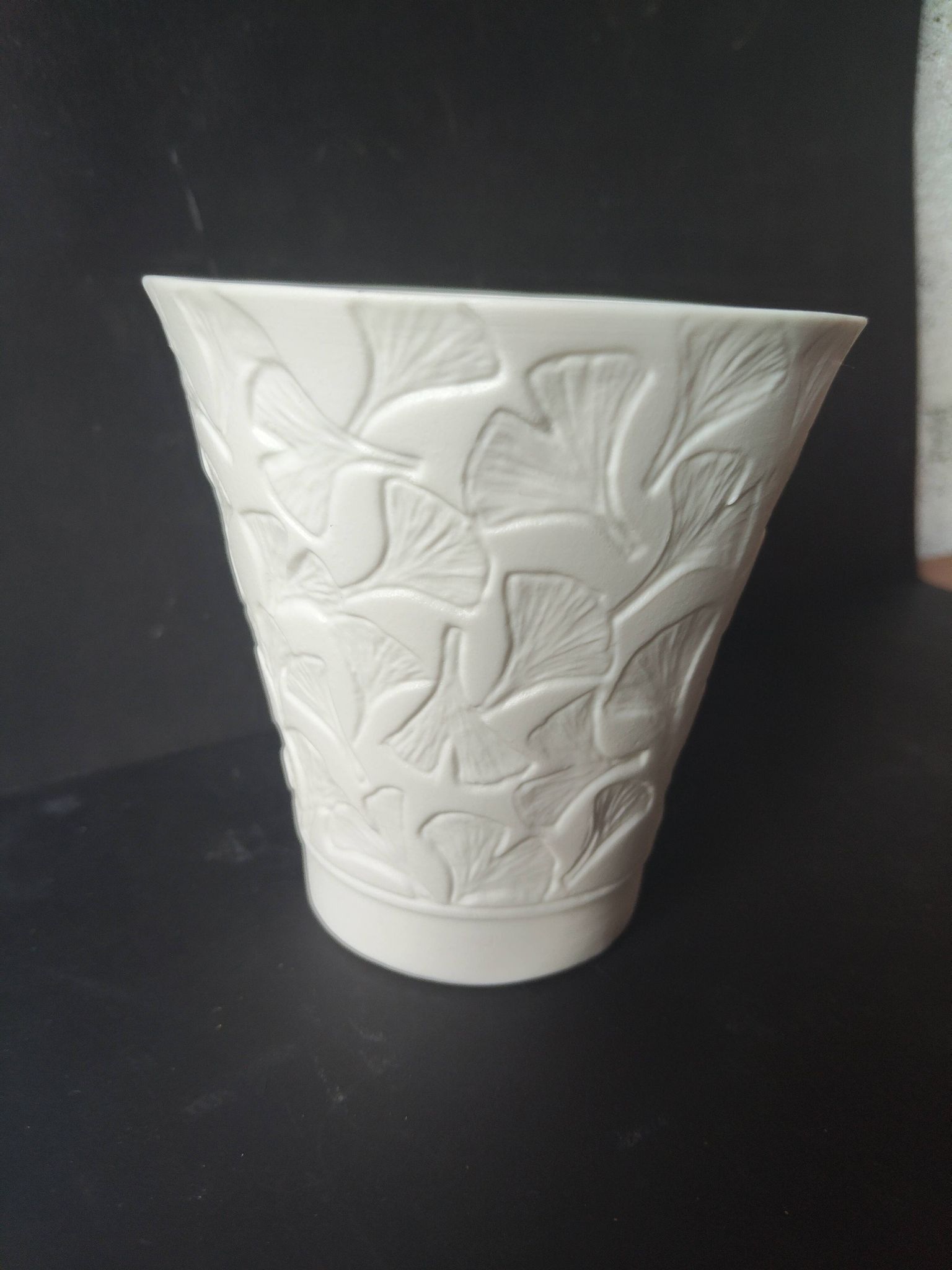 Decorative vase Jean-Louis Puivif in Limoges porcelain, Ginkgo