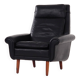 Black leather armchair, Danish design, 1970s, production: Denmark