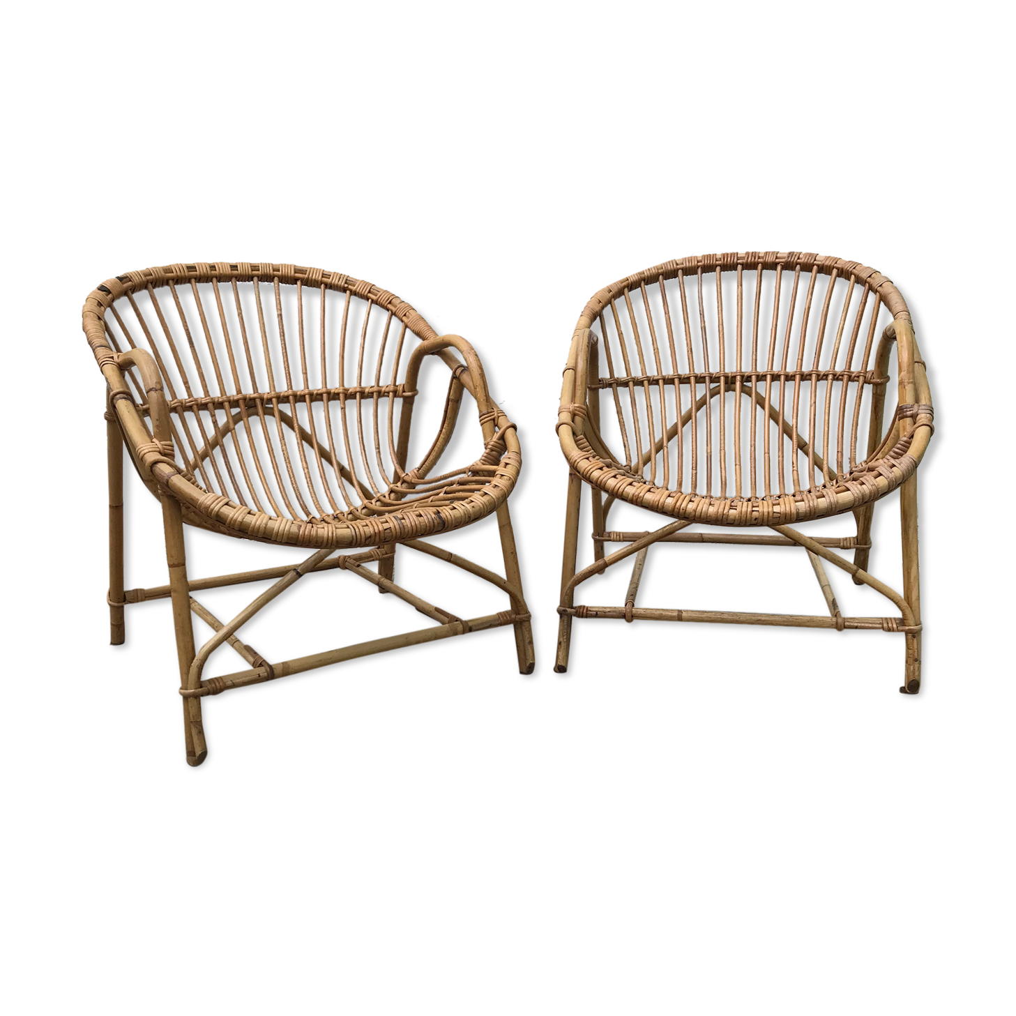Pair of armchairs adult rattan basket