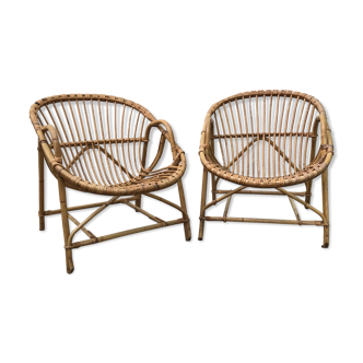 Pair of armchairs adult rattan basket