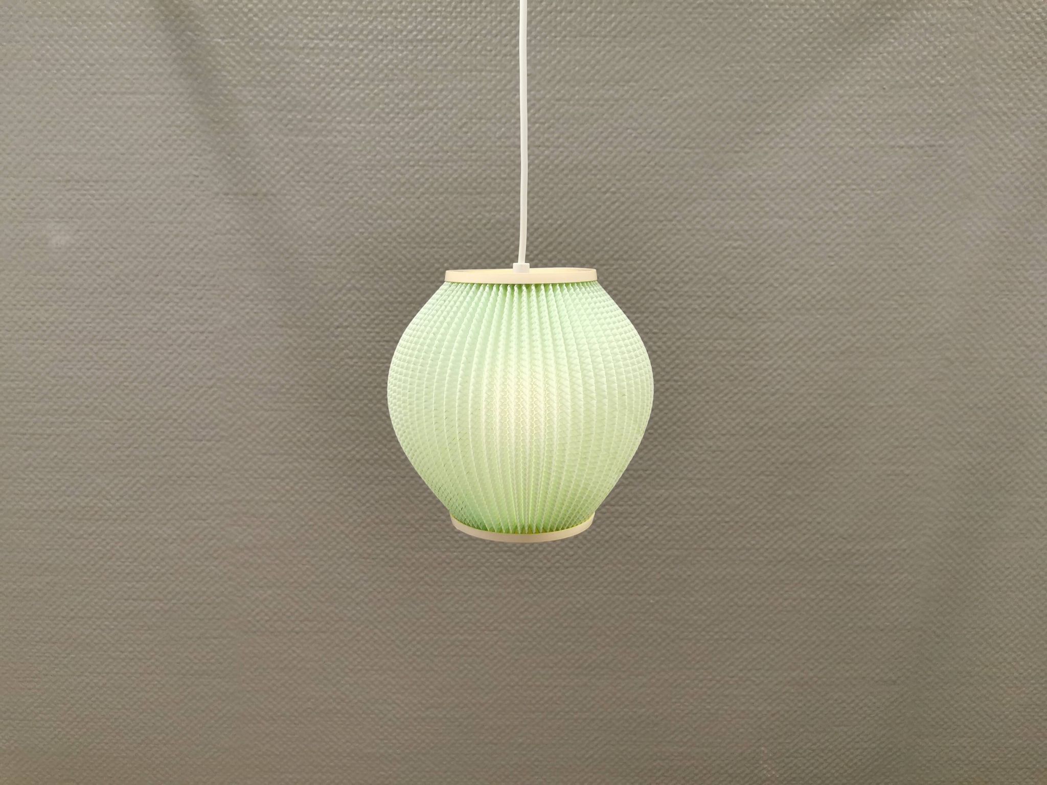 Danish pleated hanging lamp, Pearl Shade, produced by Hoyrup Light and designed by Lars E Schiøler