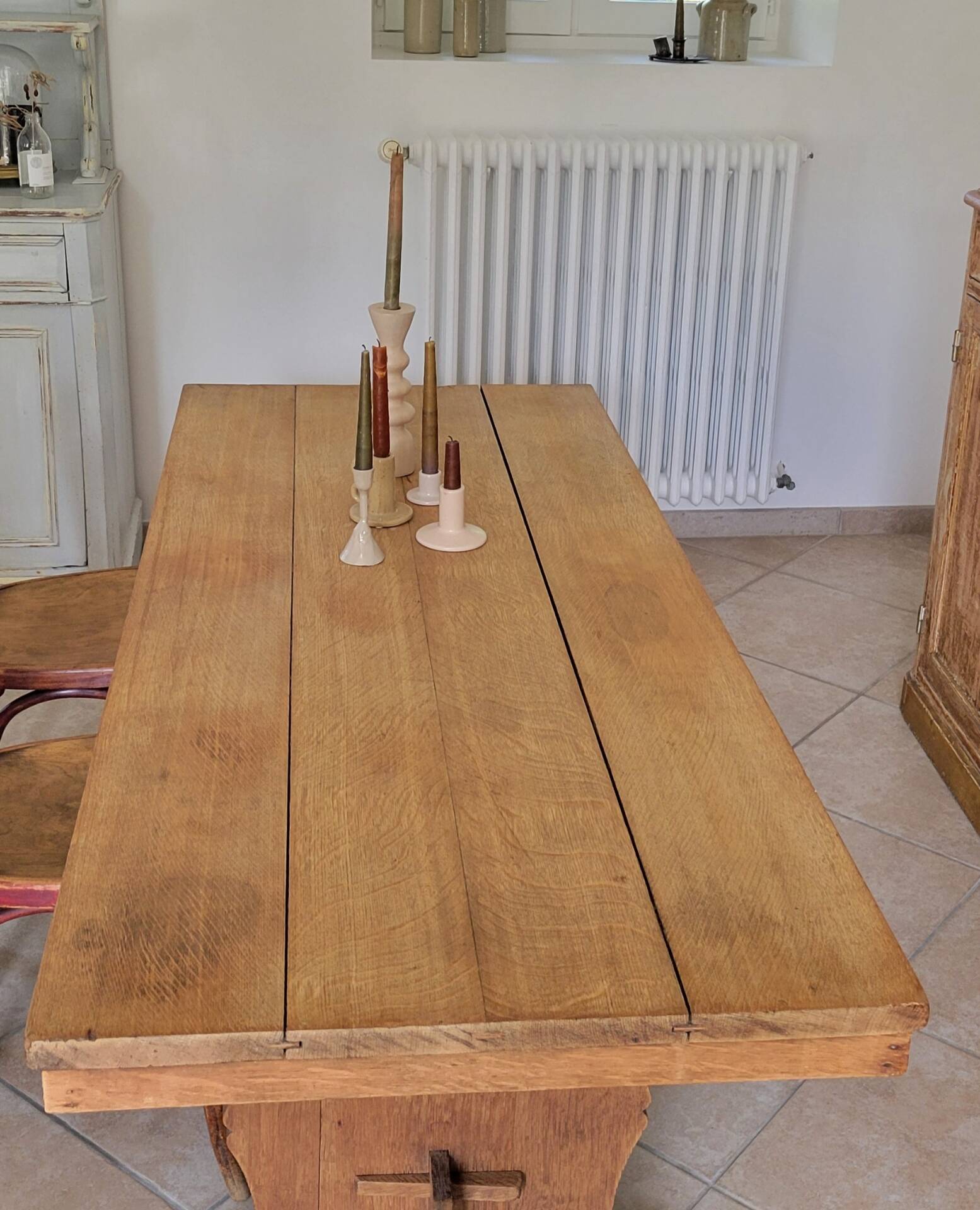 Monastery dining table, farmhouse, solid oak, antique vintage.