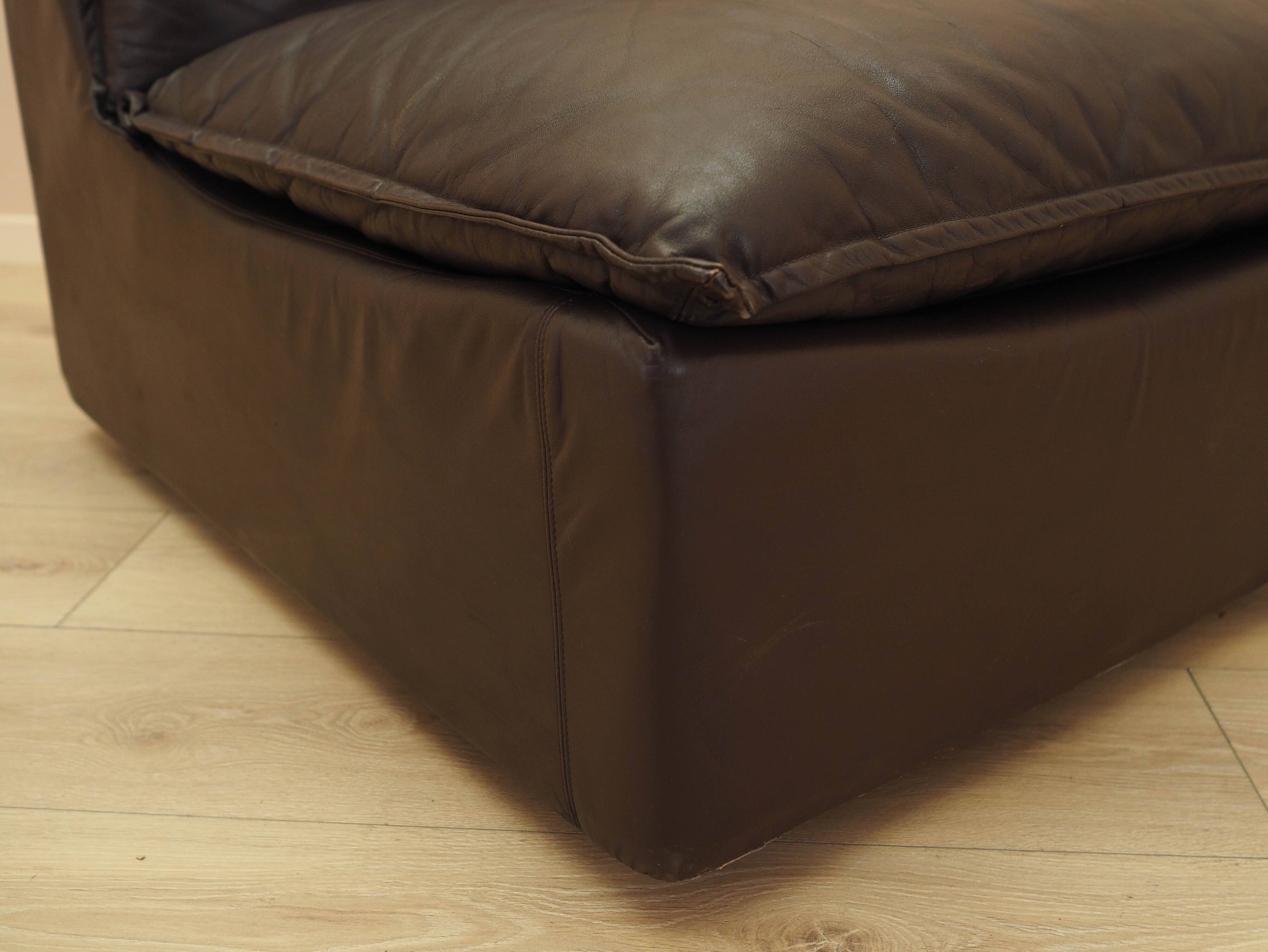Brown leather armchair, Italian design, 1960s, production: Italy