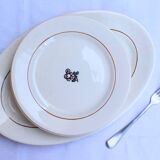 5 plates and dish Terre de fer Fleurette model