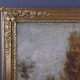 Golden wooden trumeau mirror, Louis XVI style – early 20th century