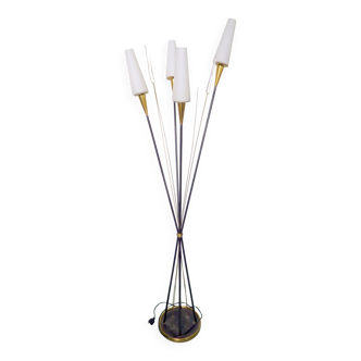Lunel floor lamp by René Mathieu reed model working condition